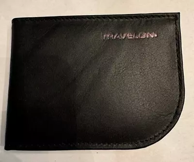Travelon Rfid Blocking Leather Wallet Front Pocket Men's Black Billfold New - Image 1 of 3