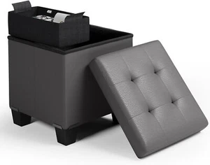 Storage Ottoman Cube with Storage Bin, 15-In Square Ottoman with Storage for and - Picture 1 of 1