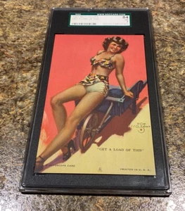 1940s Mutoscope “Get A Load Of This” Pin Up Girl Card Joe Mozert SGC Graded 84 7 - Picture 1 of 4