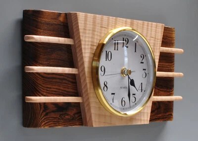 Reloj de pared/escritorio retro hecho a mano Bocote y arce Foto 1 de 3