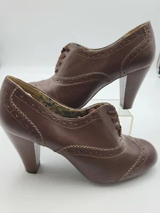 American Eagle Brown Faux Leather Lace Up Heel Round Toe Women Size 9.5 - Picture 1 of 6