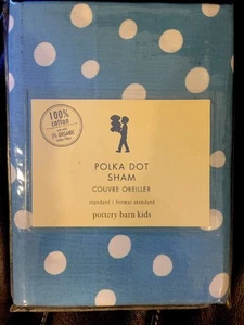 Pottery Barn Kids Polkadot Sham Standard Blue Organic New - Picture 1 of 1