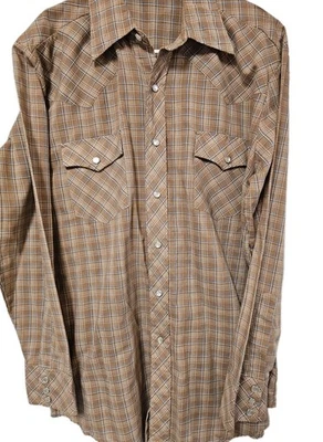 Hi Gear Grande De Colección Perla A Presión Ligero Cuadros Vaquero Rodeo Western Marrón Foto 1 de 4