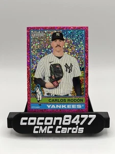 2025 Topps Heritage - Carlos Rodon #481 Chrome Pink Sparkle New York Yankees - Picture 1 of 2