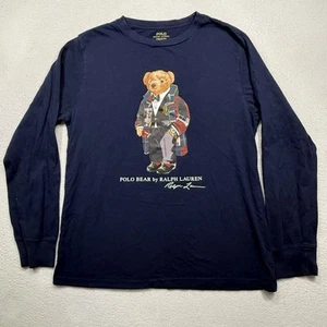 Kid’s Polo Ralph Lauren Navy Polo Bear Graphic L/S T-Shirt Sz L 14/16 *READ* - Picture 1 of 6