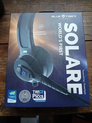  RARE! Blue Tiger SOLARE Wireless Headset Solar Powered Sealed  - Image 1 of 3