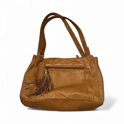 Bolsa de ombro de couro marrom Cabin Creek com borla nova sem etiquetas nunca usada - Imagem 1 de 4