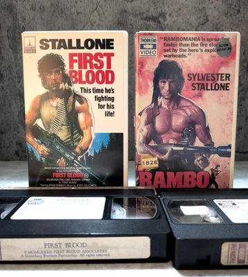 Rambo First Blood Part I & II VHS Thorn EMI HBO Hardcase Clamshell Stallone - Image 1 of 3