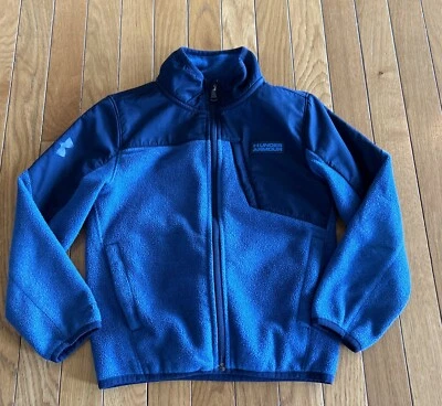 Under Armour Youth Boys Size 6 Full Zip Fleece Jacket Navy Blue Logo ColdGear - Image 1 of 4