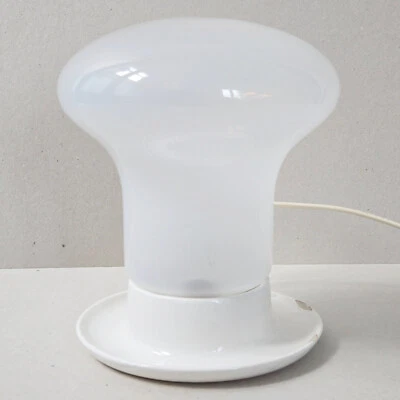 Lámpara de mesa italiana vintage 1960 era espacial vidrio blanco y cerámica años 60 Foto 1 de 4