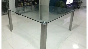 Nick scali glass square dining table(New)RRP$1200 (8 seater)*chairs not included - Picture 1 of 2