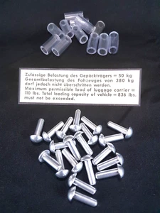 VW ROOF RACK RESTORATION KIT RIVETS SCRATCH PROTECTORS AND DECAL SPLIT OVAL BUG - Picture 1 of 10