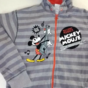 Disney Parks Store Mickey Mouse Gray Full Zip Striped Hoodie Kids' Size XL(14) - Picture 1 of 8