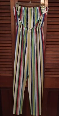 Calça lounge listrada multicolorida sem alças tamanho médio - Imagem 1 de 2