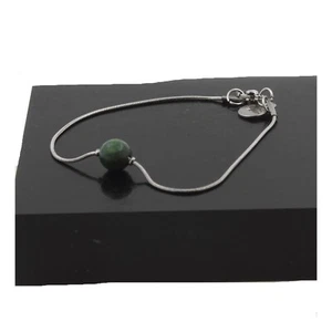 Stainless Steel Bracelet 1 Azurite Chrysocolla Bead 8 Mm. Made In France - Picture 1 of 2