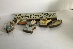 "Letrero rústico cobertizo para macetas jardín patio verduras pared madera 11"" x 8,5" - Imagen 1 de 6