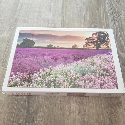 Purple Flower Field Sunset Jigsaw Puzzle 1000 Pc NO. 10-952 Brand New Sealed Box - Image 1 of 4