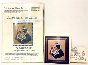 LAVENDER & LACE The Quilt Maker - Complete Cross Stitch Kit and Chart - Picture 1 of 5