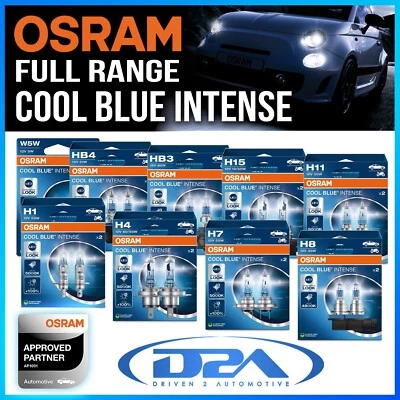 OSRAM Cool Blue Intense H1 H4 H7 H8 H11 H15 HB3 HB4 HIR2 W5W Bulbs FULL RANGE - Image 1 of 4