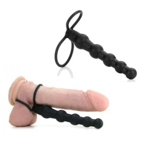 Fallo anale indossabile con anello fallico dildo a sfere per doppia penetrazione - Foto 1 di 9