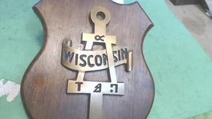 Vintage--Wisconsin -Tau Beta Pi Engineering Fraternity BRASS Key on Wood Plaque  - Picture 1 of 5