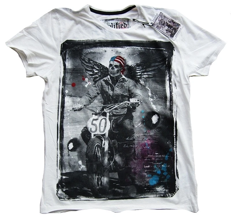 Camiseta Amplificada Alada Motociclista Calavera Gótica Ángel Años 50 Rayas Estrella VIP Rock M Foto 1 de 2