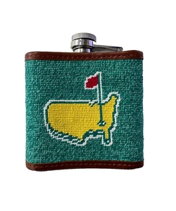 New Smathers & Branson Masters Augusta National Hand Stitched Needlepoint Flask - Picture 1 of 3