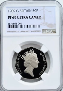 1989 50p Fifty Pence Proof NGC PF69 Great Britain Britannia  - Picture 1 of 3