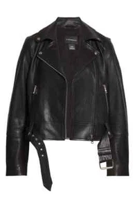 NEW Club Monaco Classic Leather Moto Jacket in Black - size S #C2169 - Picture 1 of 12