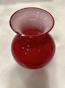 Small Red Handblown Cased Glass Vase 4.5”Tall - Picture 1 of 5