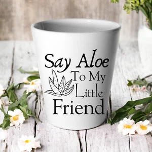 Say Aloe To My Little Friend Plant Pot / Succulent Cactus Funny Pun Joke Gift - Picture 1 of 1