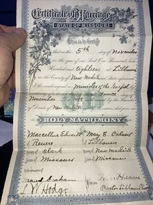 Marriage certificate 1918 Missouri - Picture 1 of 6
