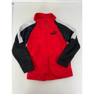Red Puma Track Jacket Boys Size (5) Small Black White - Picture 1 of 5