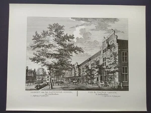 Ets Amsterdam Gezicht van het Latynsche School, reproductie 35 x 46 cm - Picture 1 of 1