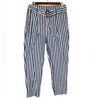 Guc Polo Ralph Lauren Women?S Blue White Striped High Rise Pants W Belt 6