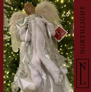 Northlight Christmas Tree Topper Angel Lighted Feather Wings White Silver - Picture 1 of 5