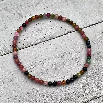 Natural Tourmaline Stone Beaded Bracelet 4mm Healing Gemstone Stretch Bracelet - Image 1 of 2