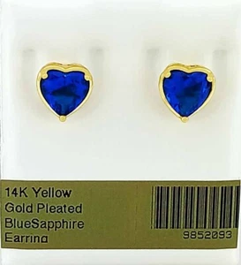 LAB-CREATED 2.96 Cts BLUE SAPPHIRE STUD EARRINGS 14K YELLOW GOLD PLATED - NWT - Picture 1 of 5