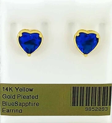 PENDIENTES DE ZAFIRO AZUL DE 2,96 quilates creados en laboratorio chapados en oro amarillo de 14k - nuevos con etiquetas Foto 1 de 4