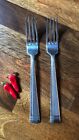 Set Of 2 Oneida Amsterdam Dinner  Forks 18/10 Stainless Glossy Frosted Accent