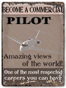 AIRPLANE become a pilot METAL SIGN great gift vintage style wall decor art 642 - Picture 1 of 1