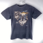 Vintage 90S 3D Emblem Adult Size M Faded Black Wolf Canis Lupus Animal T Shirt