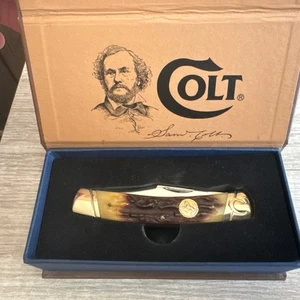 11" COLT #CT323A 2-blade Muskrat Brown Stag Handle Knife - Picture 1 of 7