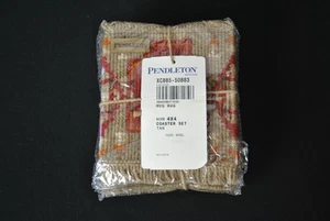 4 Pack New Pendleton Wool Rug Coasters Native Western Brown Red 625KS - Picture 1 of 4