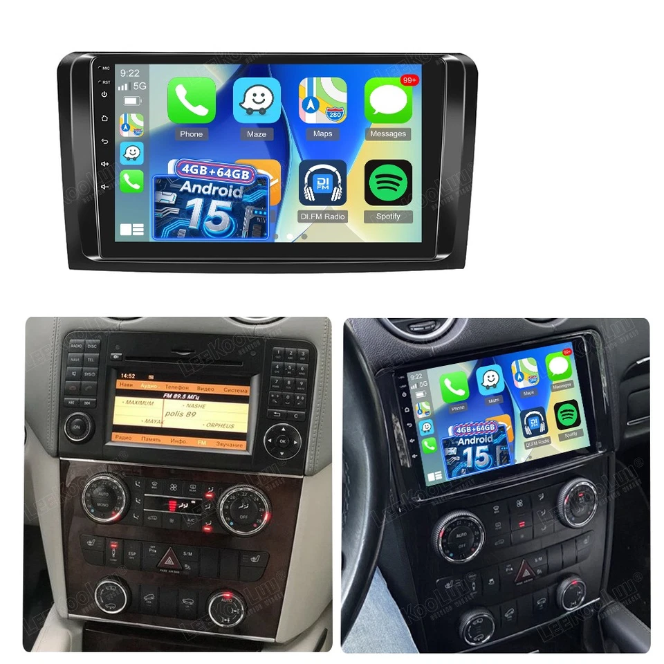 4G+64GB CarPlay Autoradio Für Mercedes ML/GL Klasse W164 X164 Android 15.0 GPS - Bild 1 von 4