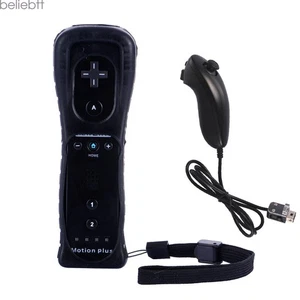 Per Retro Wii Wii U 2 in 1 Motion Plus Telecomando Nunchuck Nero US - Foto 1 di 18