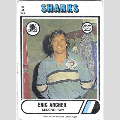 1976 Scanlens Rugby League NRL Card 039 Eric Archer - Cronulla Sharks - image 1 of 2