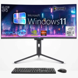 Ordinateur Personnel Tout en Un I3 10th 34 " Windows 11 8gb 240gb Curvo FHD Work - Photo 1/10