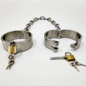 Heavy Duty Stainless Steel Bondage Shackles Neck Collar Handcuffs Ankle Cuffs SM - Picture 1 of 21