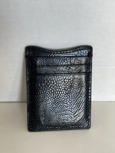 Snakeskin Look Faux Leather Card Holder Wallet With Magnetic Cash Clip Black - Picture 1 of 3